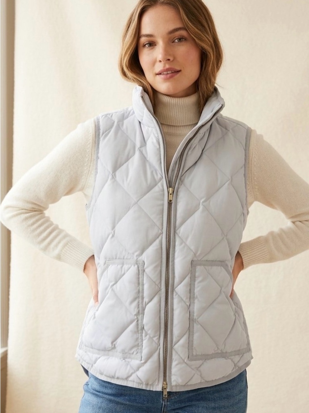 J. Crew Light Blue Quilted Puffer Vest for Women